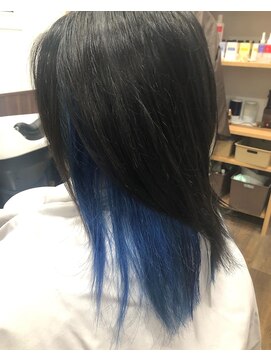 ピース インナーカラーブルー