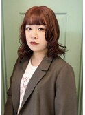 暖色 オレンジブラウン レッドブラウン ピンクブラウン ボブ