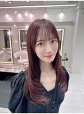 レイヤーカット☆ブリーチなしチェリーブラウン髪質改善☆韓国/