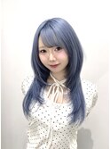 アイスブルー×ハッシュカット