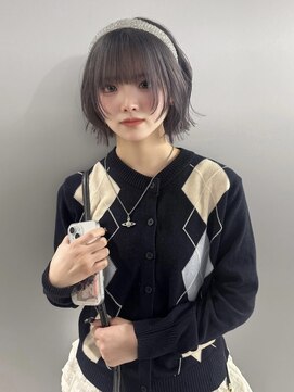 ふわふわボブ　グレージュ