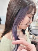カーテンバングスモーキーカラーダークブルーインナーカラー