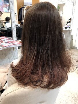 オレンジ サラ 河辺店 バレイヤージュ 毛先 ピンク