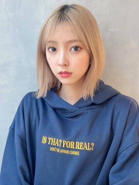 アグ ヘアー デン 新潟江南区店(Agu hair den) 《Agu hair》ハイトーン×パツっとボブ