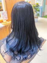 タイズ(ties)&nbsp;10代20代30代大人かわいい艶感裾カラーネイビー毛先パーマ