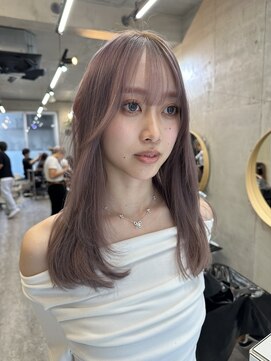 ソルトウォーター(SALT WATER) ラベンダーグレージュ　レイヤーカット　ハイトーンカラー