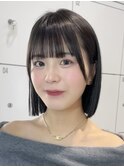 h26 切りっぱなしボブ縮毛矯正暗髪透明感カラー