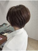 ピンクベージュ/アンブレラカラー/クールショート/前髪/横浜西口