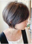 20代30代前髪あり丸みくびれ前下がりショートボブ６【鎌倉】