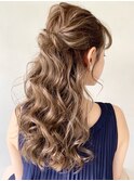 結婚式ゆるふわハーフアップ表参道パーティーモテ髪#93_0815