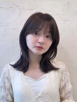 ベル 表参道店(Belle)&nbsp;小顔効果くびれミディアムヘア × まろやかブラウンカラー