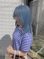ヘアー アレス(hair ales) ペールブルー　水色カラー　ブルー　ブリーチ　アンブレラカラー