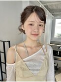 ドレスヘア編み込み二次会ゆるふわ巻きヘアセット