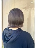 セピアグレージュ/透明感カラー/ブリーチなし/外はねボブ