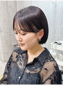 切りっぱなし黒髪ミニボブシースルーバング10代20代30代