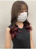 福井　大和田　裾カラー　ピンクカラー　グラデーション