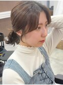 センター分け×顔周りカット