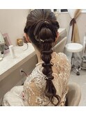 *ロングヘアアレンジ*大人気高めポニー編みおろし*