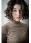 グレージュアッシュかきあげボブパーマv戸田公園20代30代40代