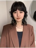 デジタルパーマレイヤーカット顔周り前髪ミディアムロング/渋谷
