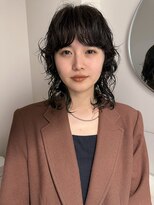 フィルムス 渋谷(FILMS)&nbsp;デジタルパーマレイヤーカット顔周り前髪ミディアムロング/渋谷