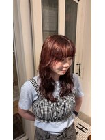 ハク アトリエ(HaKU atelier)&nbsp;ブリーチなし暖色カラーオレンジレッドグラデーション透明感