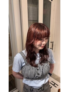 ハク アトリエ(HaKU atelier) ブリーチなし暖色カラーオレンジレッドグラデーション透明感