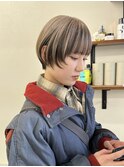 ミルクティーブロンド/ダークブルー/デジタルパーマ/横浜