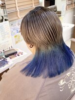 スタイルクリエイター 牛久店(Style Creator) 裾カラー ネイビーブルー 姫カット ウルフ