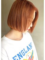 ラボヌールヘアー 札幌店(La Bonheur hair etoile) 【熊澤】切りっぱなしボブ オレンジカラー