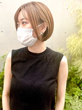 ブランロール 中目黒店(Blanl'or) イメチェンピンクベージュアンブレラカラー前髪クールショート