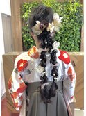 ツインポニーテール/ダブル編みおろし/卒業式/袴/朝霞