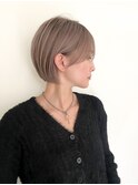 ハイライト白髪ぼかしダブルカラーインナーカラーショートボブ