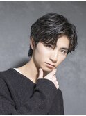 毛流れショートマッシュセンターパートフェザーパーマ