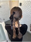 タイト ツインアレンジ 編みおろし ツイン編みおろし 参列