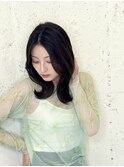くびれミディアム 韓国ヘア 暗髪 就活スタイル
