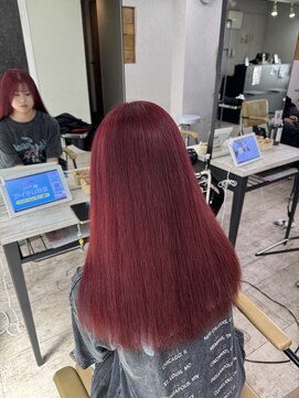 アジールヘア 所沢プロペ通り店(agir hair) 20代30代◎韓国艶髪チェリーレッドカラー×小顔レイヤー所沢