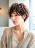 大人可愛いエアリーショート×透明感カラー