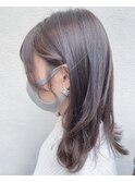 マロンブラウン_マロンベージュ Aラインボブ かきあげ