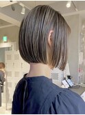 ナチュラルハイライトミニボブ 前髪あり 髪質改善［調布］
