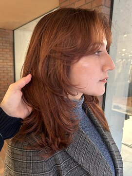 ノラ ヘアーサロン(NORA HAIR SALON) 【大久保】レイヤーたっぷりオレンジベージュカラー