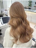 ダブルカラーミルクティーベージュハイトーンレイヤーカット韓国
