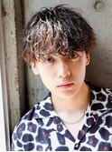 フェザーパーマ/ブルーブラック/刈り上げセンターパート[新宿]