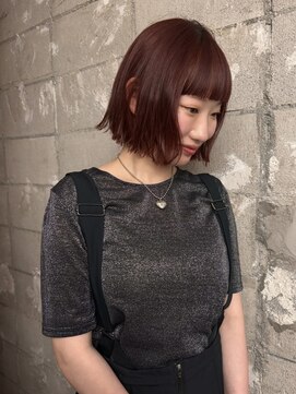 マイル 渋谷(mile) カシスレッド×顎ラインボブ