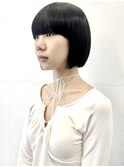 黒髪小顔クラゲヘアーオリーブグレーココアベージュボブ