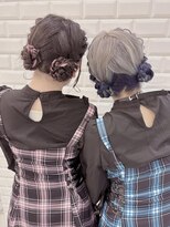 ねじり編み込み×ツインお団子＊まゆ