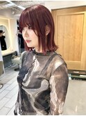 ワインレッド　ダブルカラー　ケアブリーチ　横浜　レイヤー