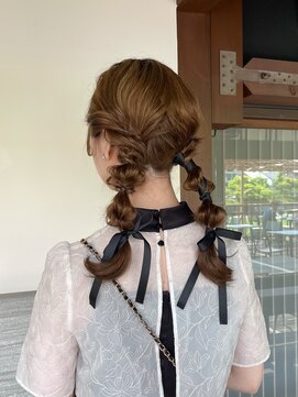 レンジヘアー(lange hair) リボン×ヘアアレンジ【ストレート/酸性ストレート/メンズ】