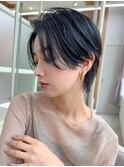 ★美髪イヤリングカラーミニウルフ外ハネボブチェリーブラウン