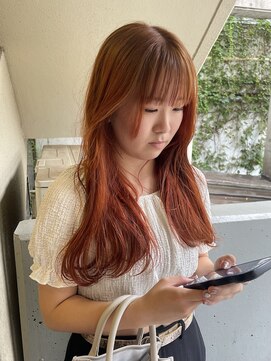 ラミエ バイ メルト 吉祥寺(lamie by melt) 小川/ブリーチなしwカラーレイヤーカットオレンジブラウン顔周り